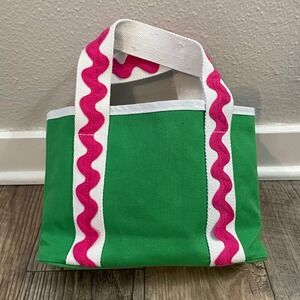 Gymboree Kids Green Canvas Tote Bag Pink Ric Rac Trim Mini Beach Bag NWT‎ 2012